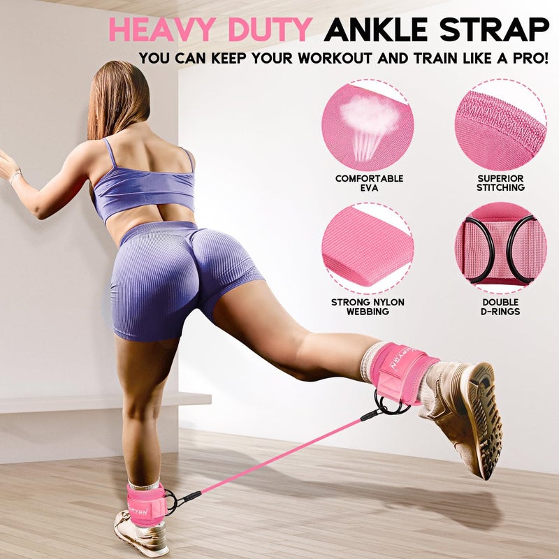 HPYGN Ankle Resistance Bands, Ankle Bands for Working Out with Cuffs, Resistance Bands for Leg Butt Training Workout Equipment for Kickbacks Hip Gluteus Training, Ankle Strap with Exercise Bands - Image 5